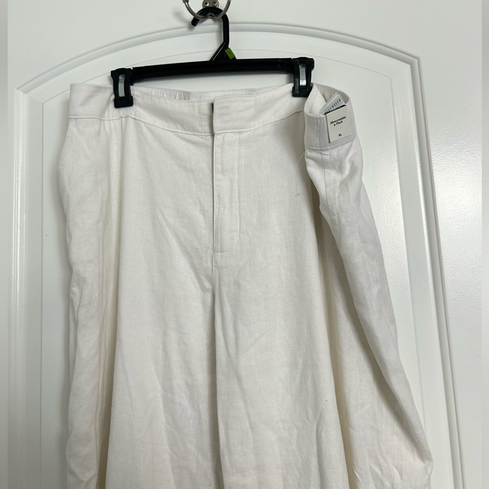 Abercrombie & Fitch 100% linen blend white Linen Trousers pants size XL NWT - Picture 4 of 13